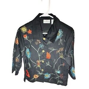 Vintage Patchington Button Down Embroidered Jacket Sz S